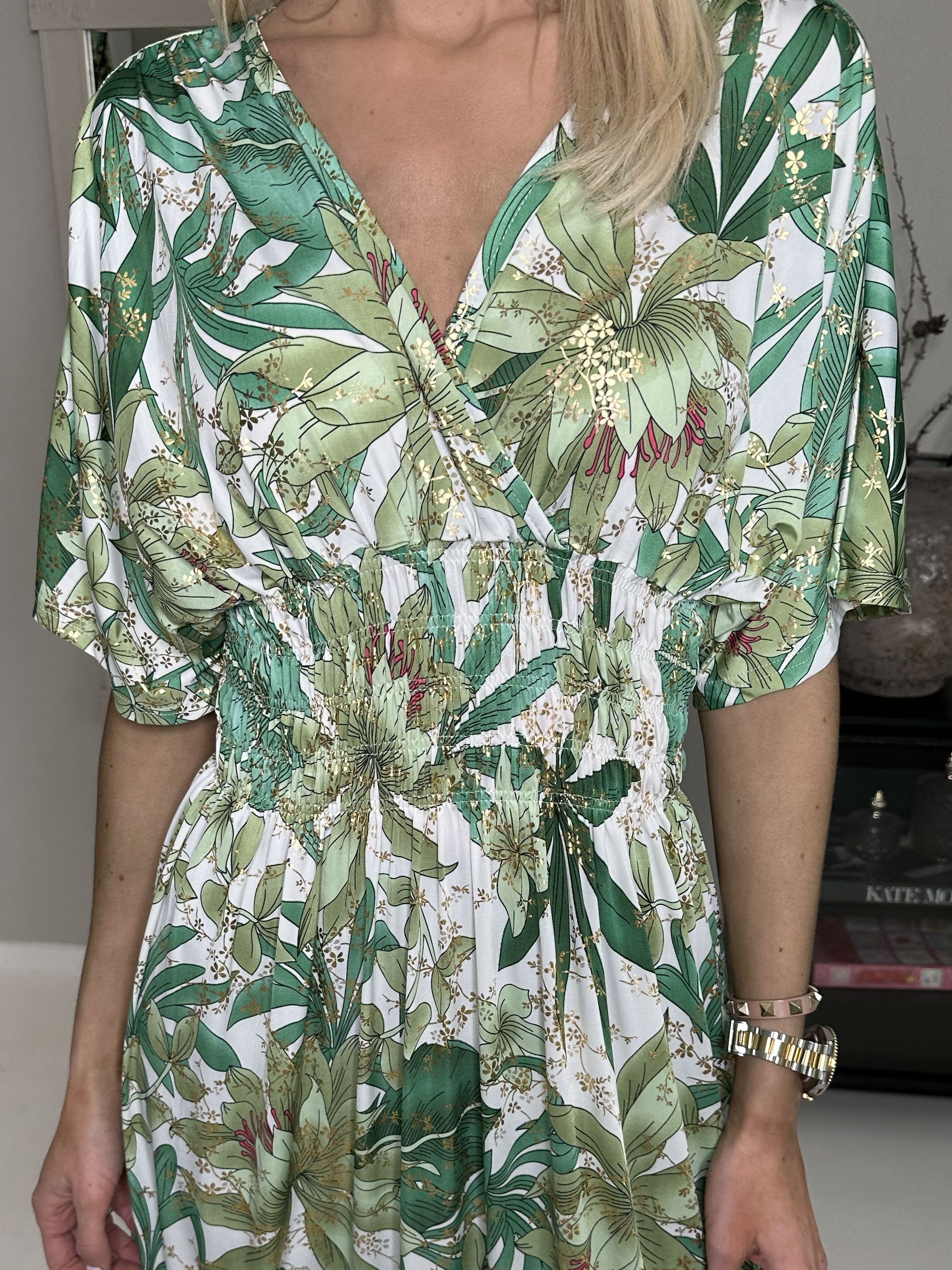 Pams - Lang elastisk kjole i krølfrit stof (bestseller)